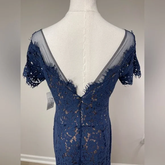 NWT Rene Ruiz Illusion Lace Floral Gown Navy Blue Size 6 - Picture 16 of 16